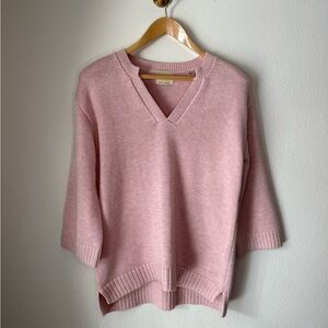 Elie Tahari Blush Pink V-Neck Knit Sweater Women’s size Medium